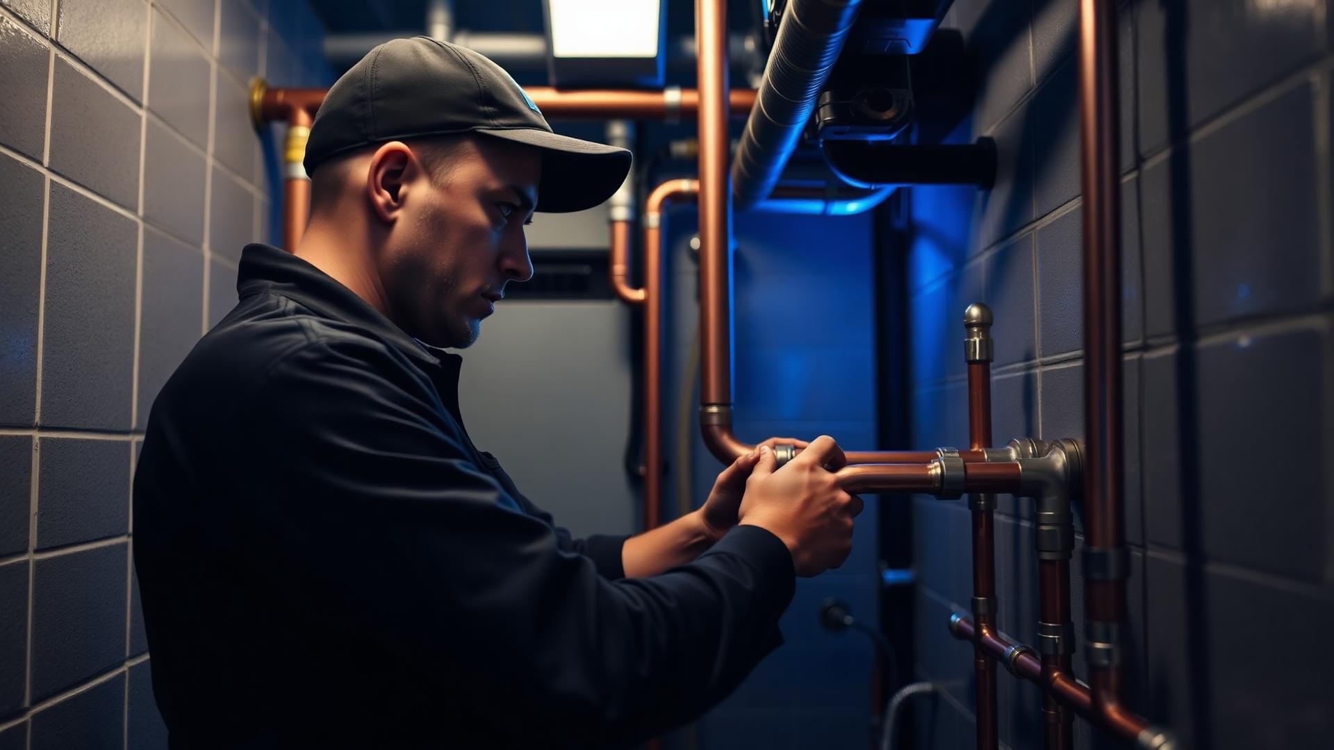 Plombier réparant une installation sanitaire